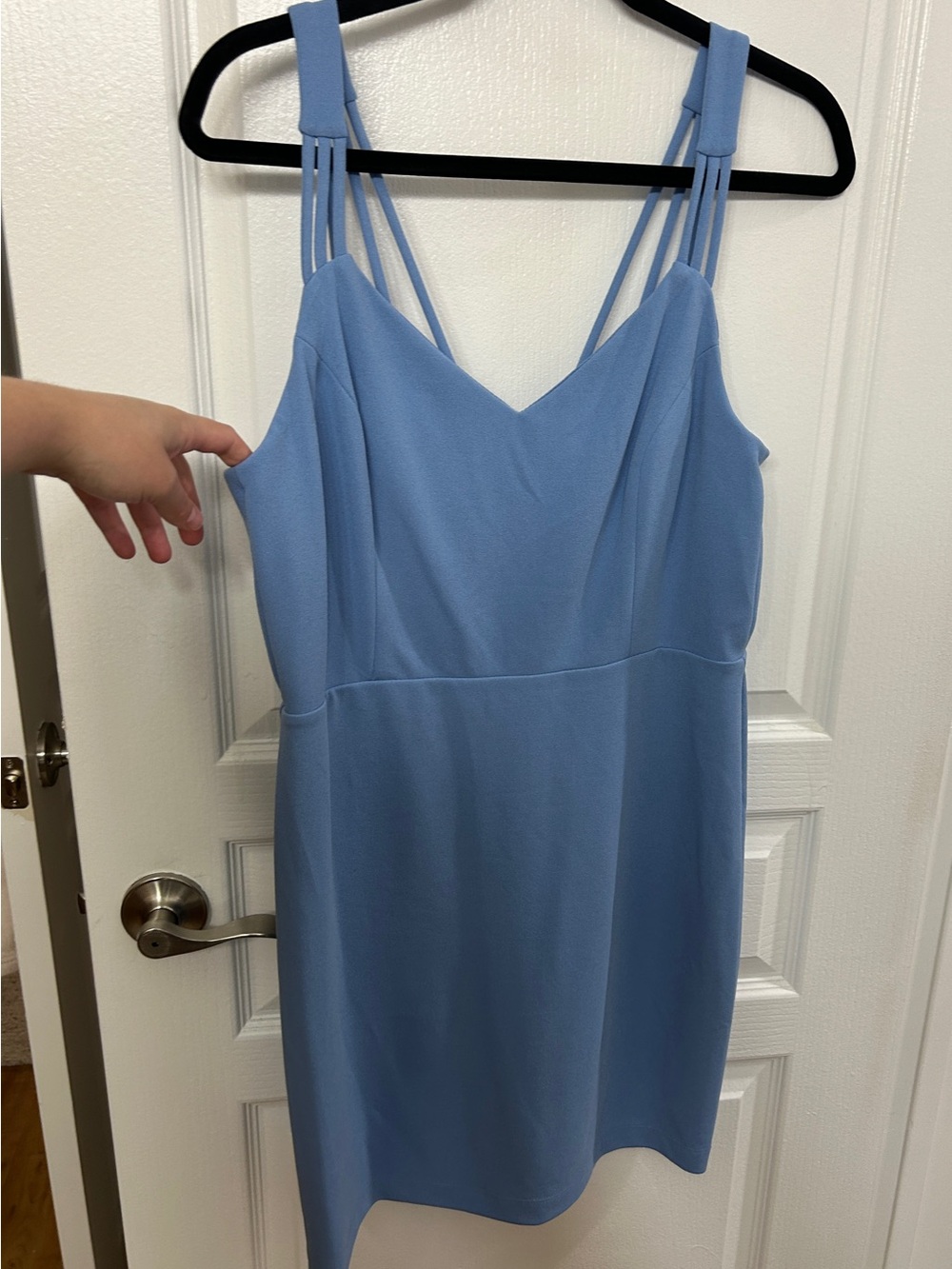 Jump Light Blue Mini Dress with Strappy Shoulders